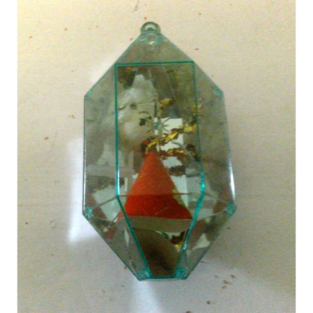 Jewelbrite Diorama Hexagonal Shaped Christmas Ornament Choir Girl 1960's Blue